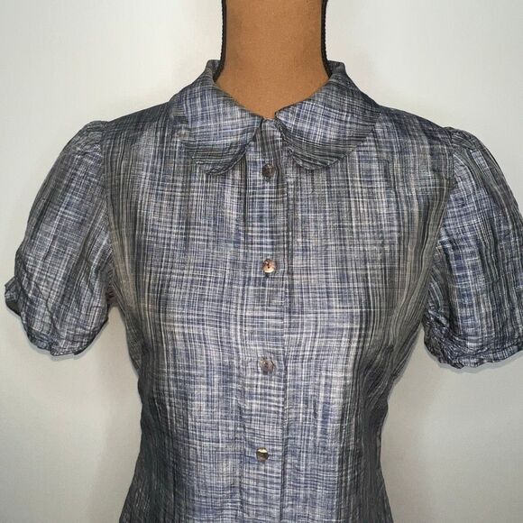 Marianne Kooimans Button Up Puff Sleeve 100% Silk Iridescent Blouse, Women’s 1 - Picture 2 of 14